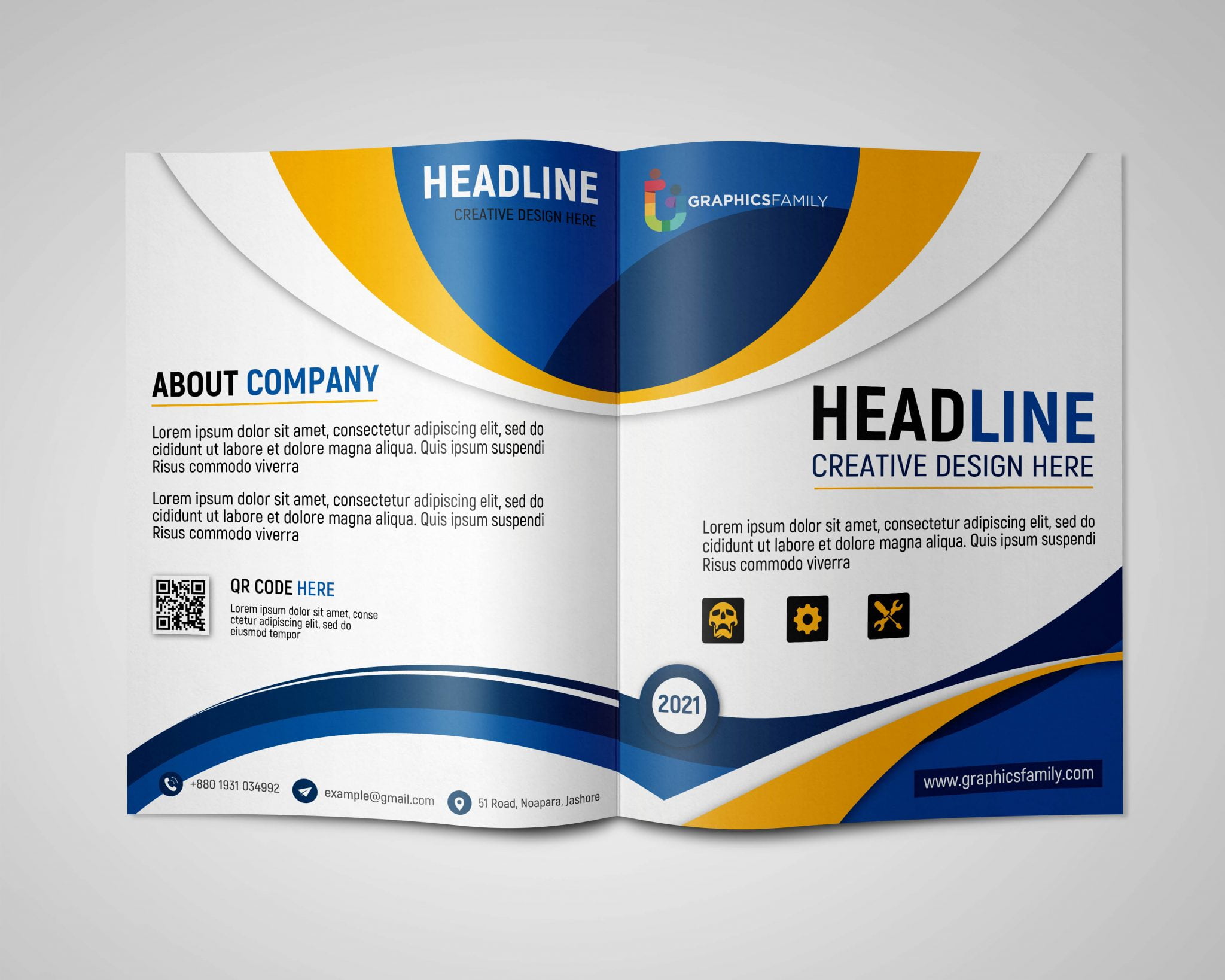 Professional Bifold Brochure Design Template GraphicsFamily