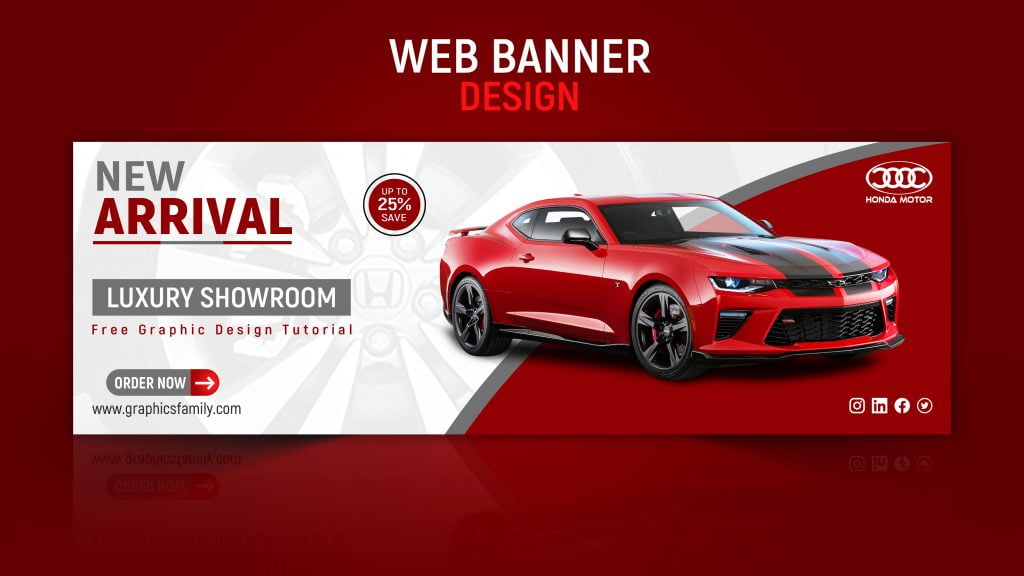 Car Dealer or Showroom Editable Banner Design Template GraphicsFamily