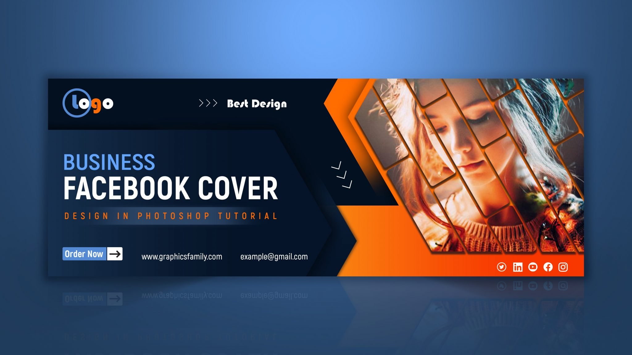 Editable Business Facebook Cover Design Template in