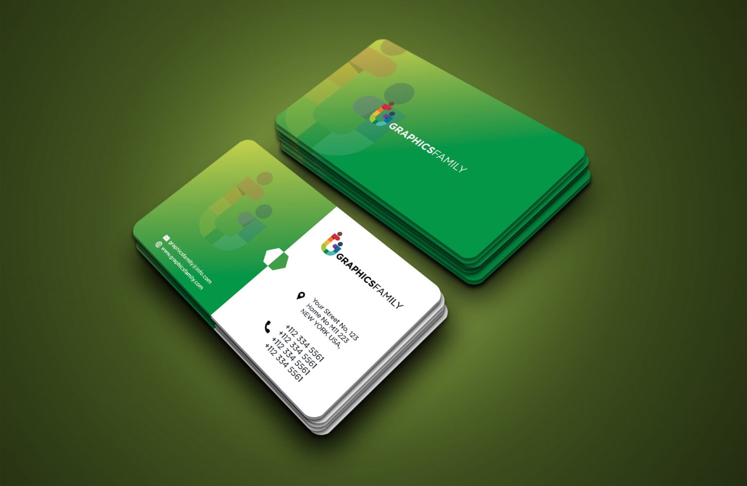 Free Green Visiting Card Template GraphicsFamily
