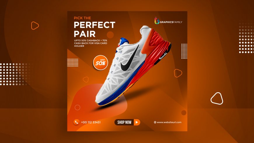 Free Sports Running Shoes Banner Design