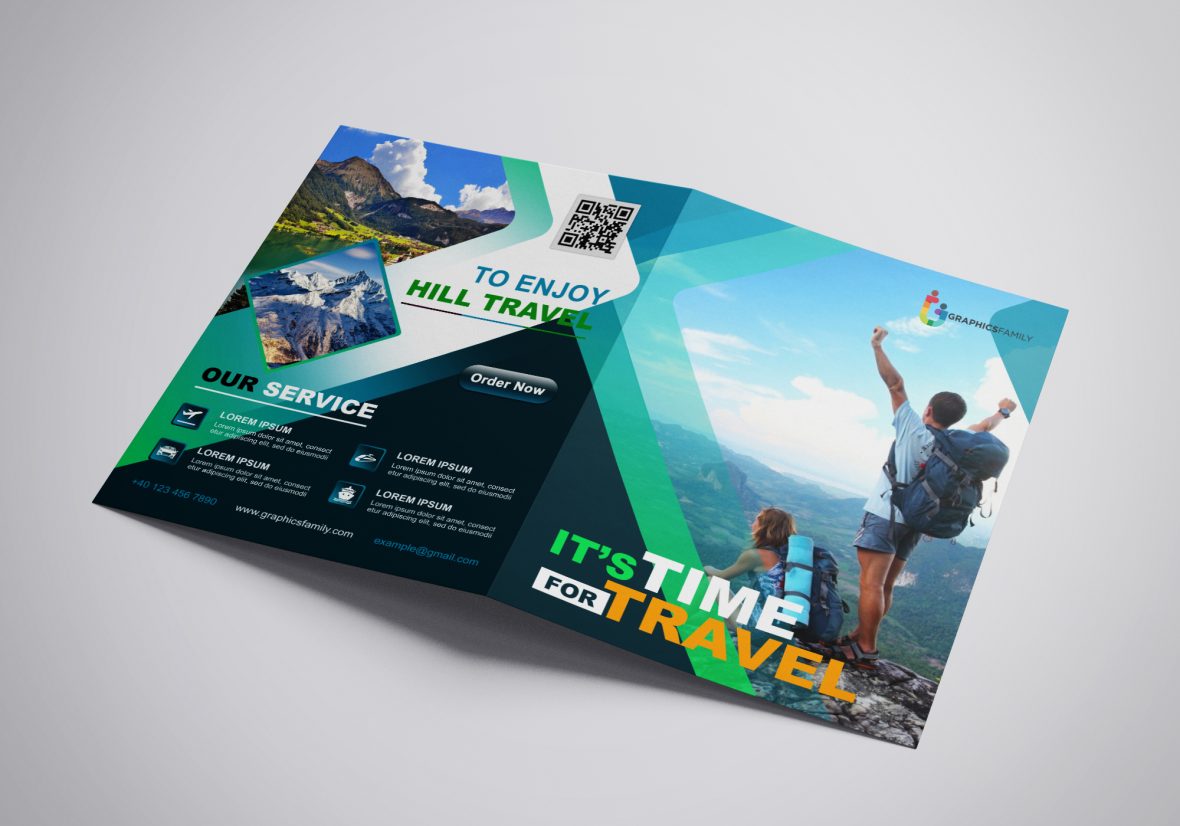Travel Time Bifold Brochure Design – GraphicsFamily