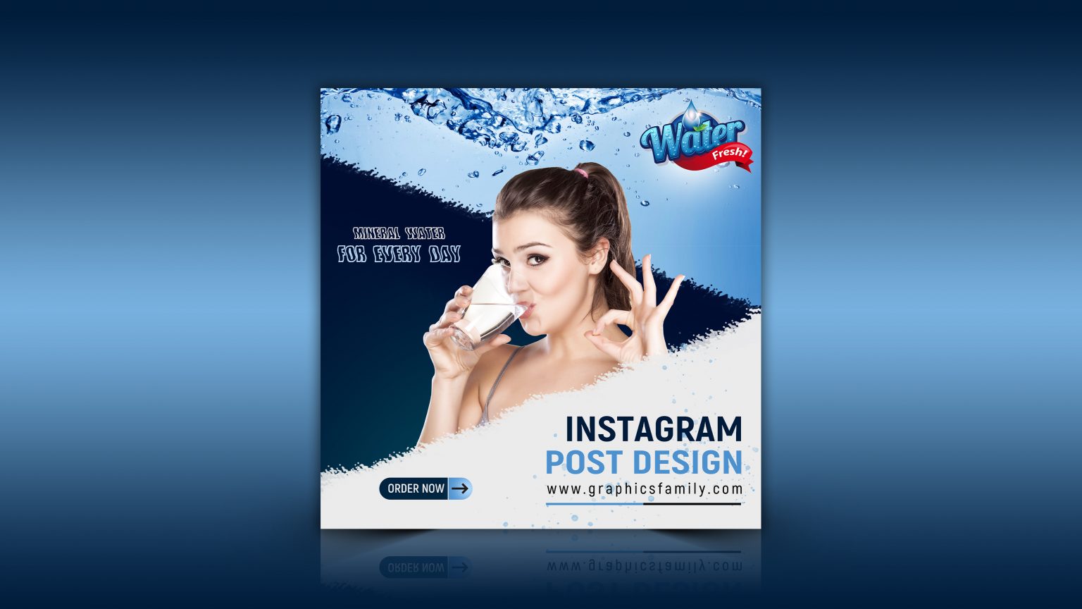 Free Water Ad Instagram Post Design Template GraphicsFamily