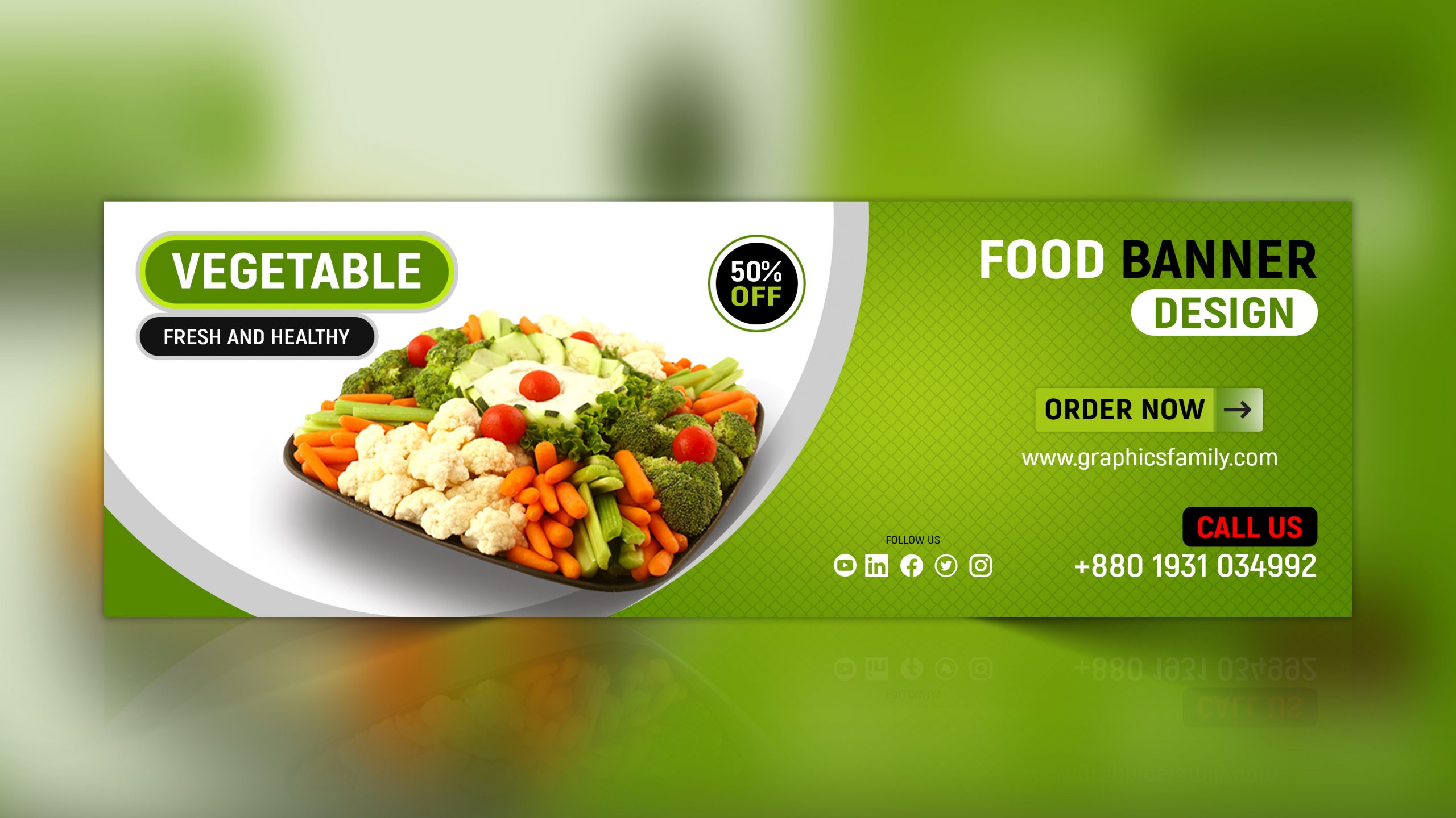 Fresh and healthy vegetables banner design template