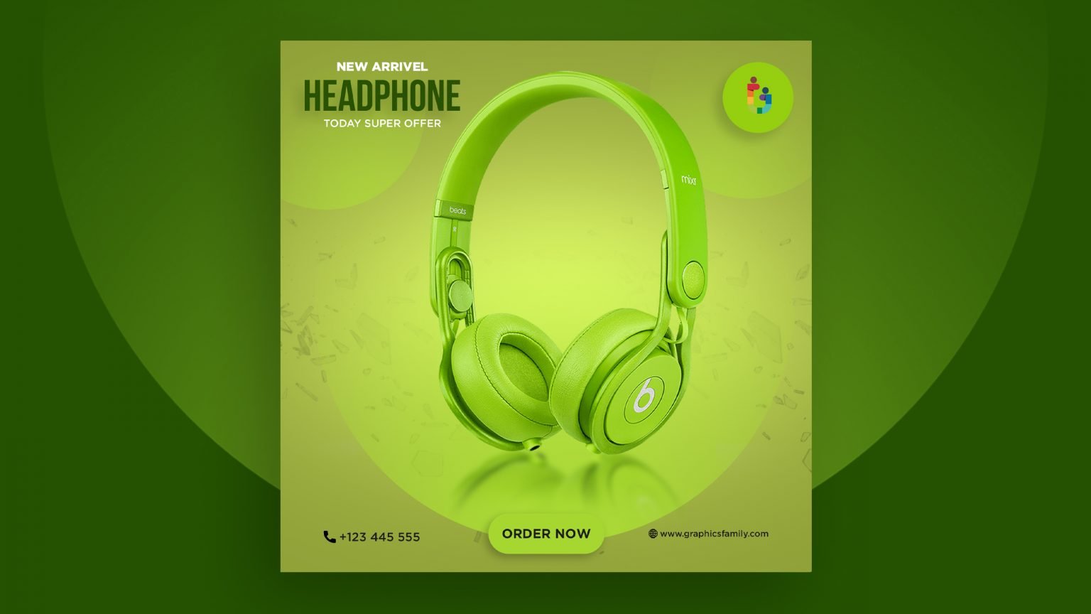 Headphones Social Media Post Design Template GraphicsFamily