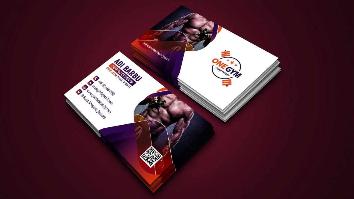 Modern Fitness Personal Trainer with Photo Business Card Design