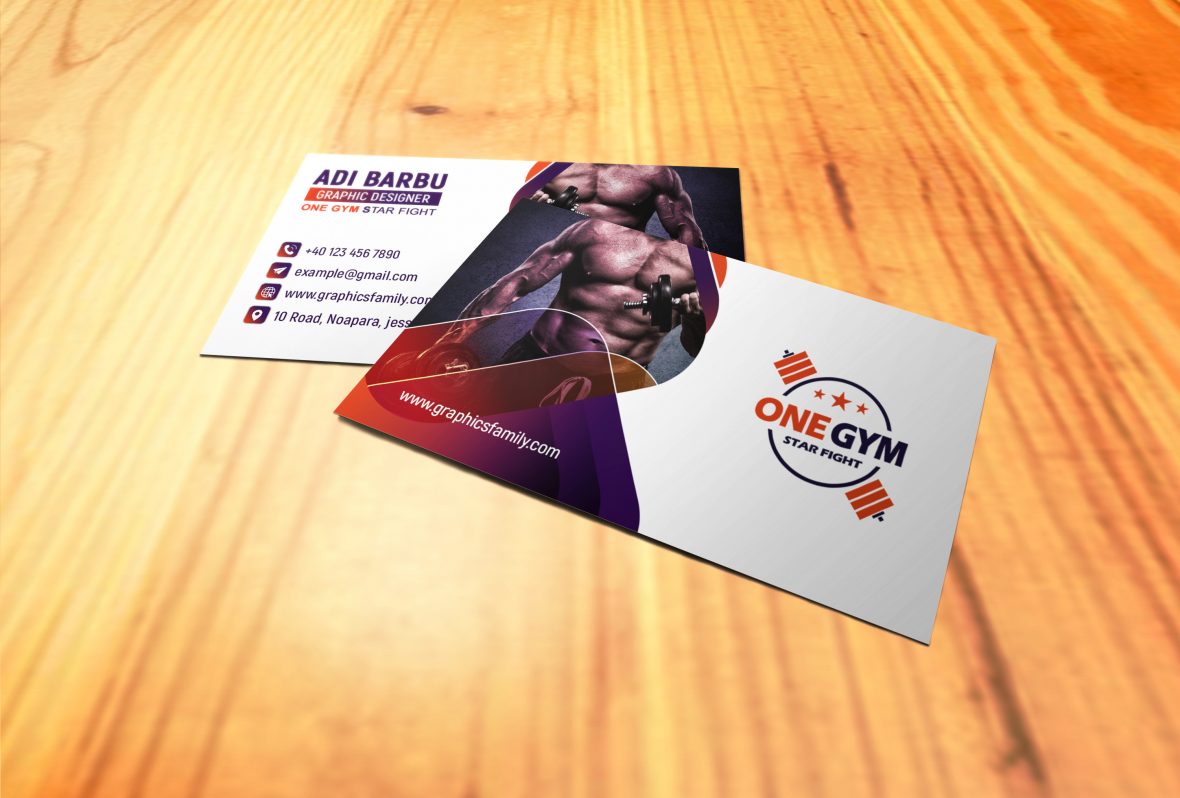 Modern Fitness Personal Trainer with Photo Business Card Design ...