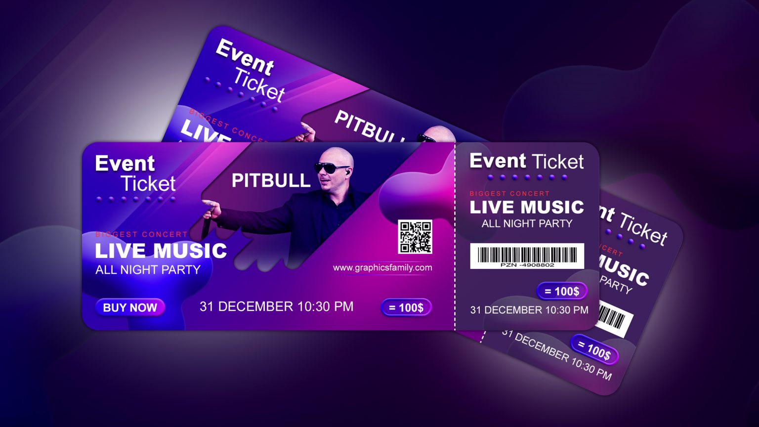 Music Concert Event Ticket Design GraphicsFamily