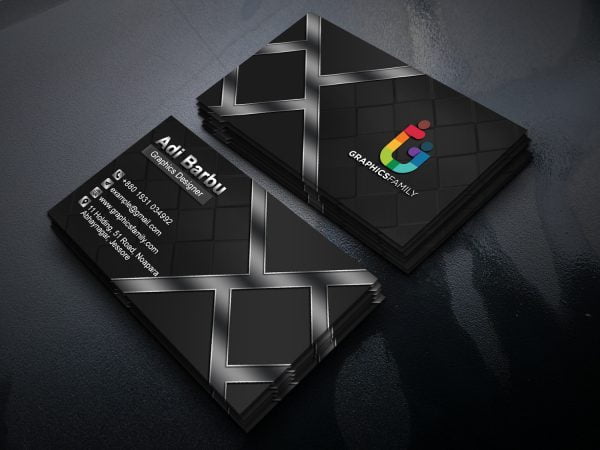 Professional Dark Business Card Design – GraphicsFamily