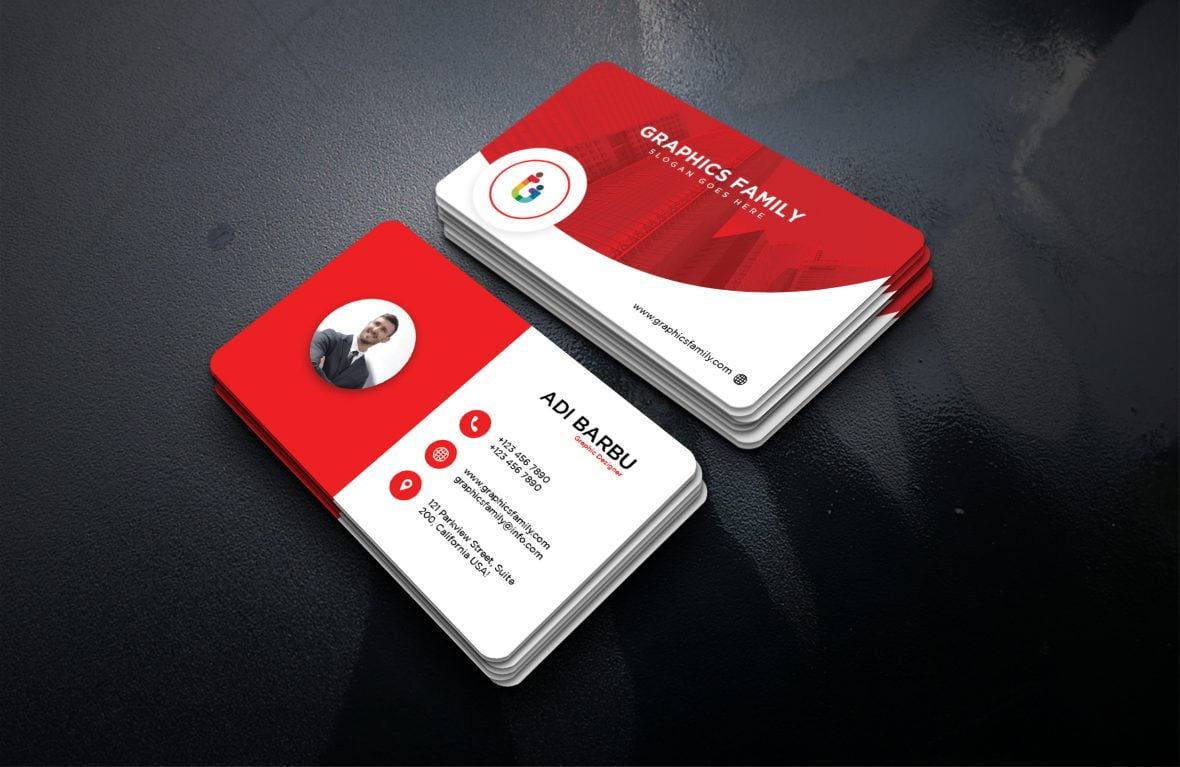 Red visiting card design