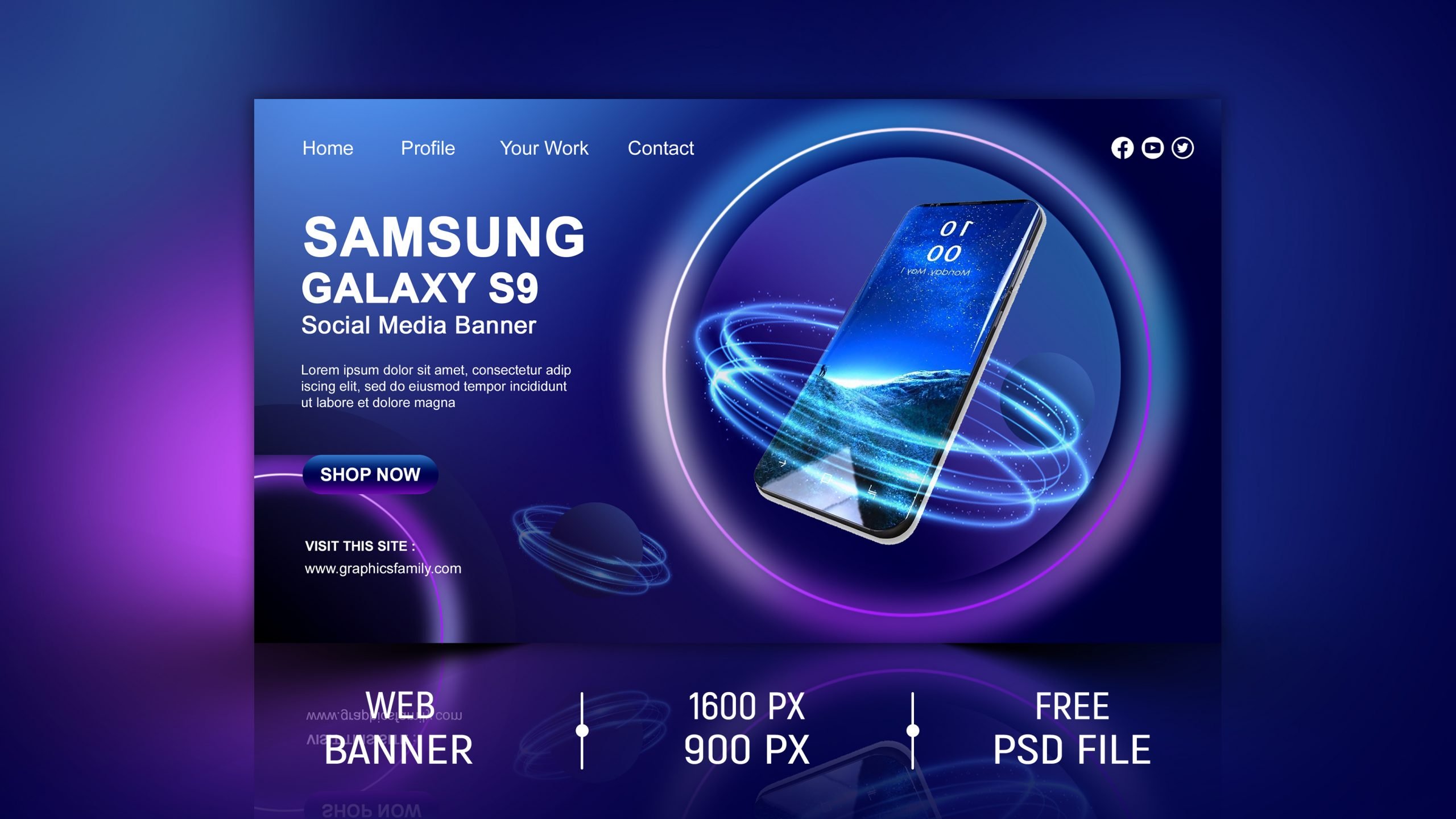Samsung Galaxy Social Media Banner Design – GraphicsFamily