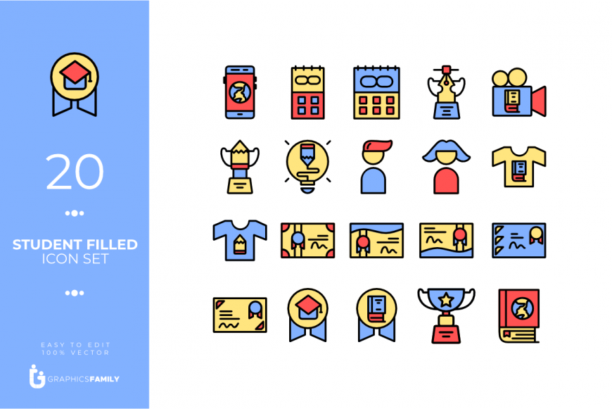 Student Filled Icon Set