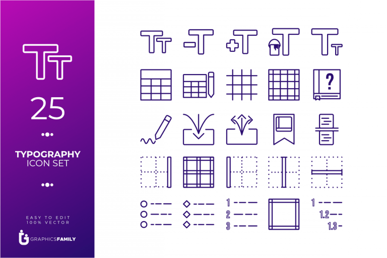 Typography icon set – GraphicsFamily
