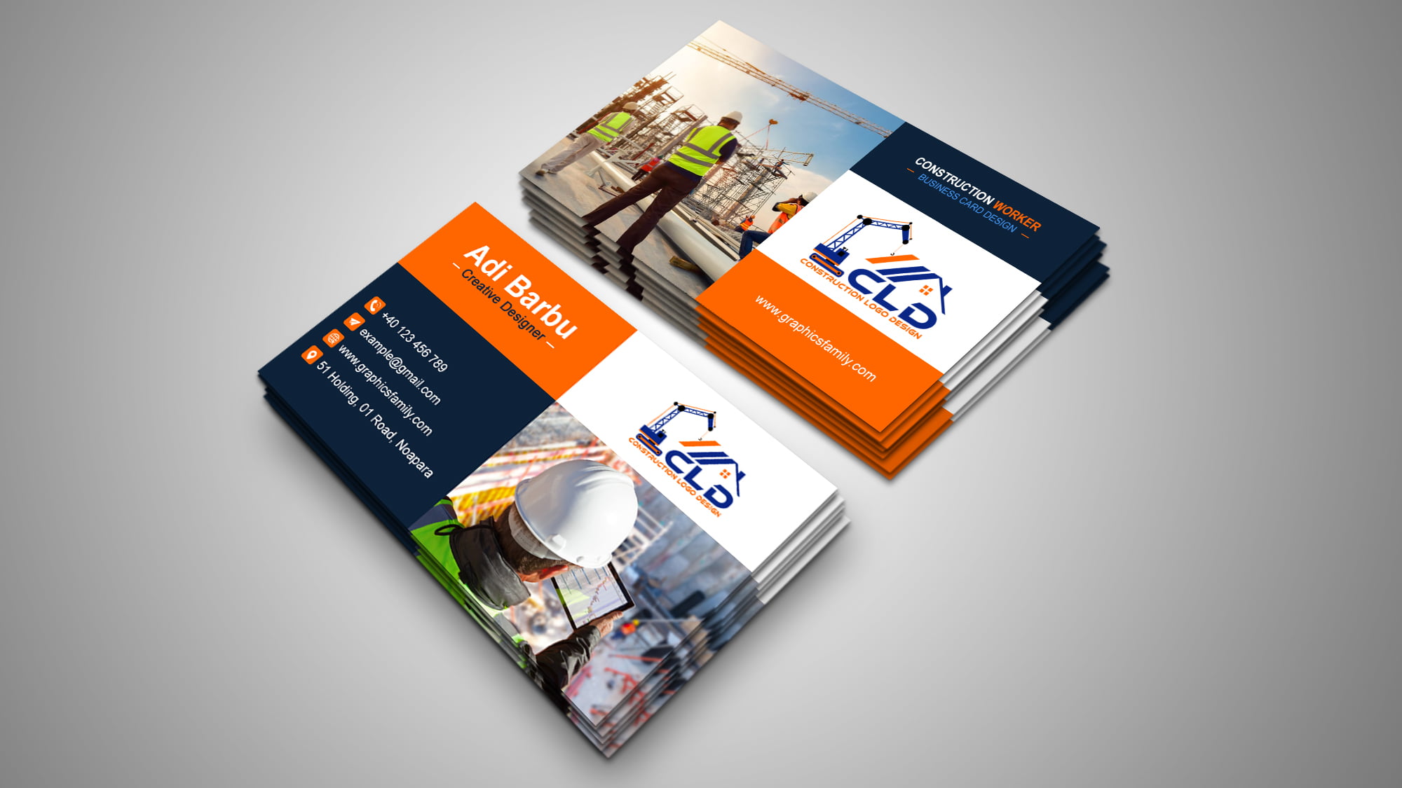 Construction Worker Business Card Design