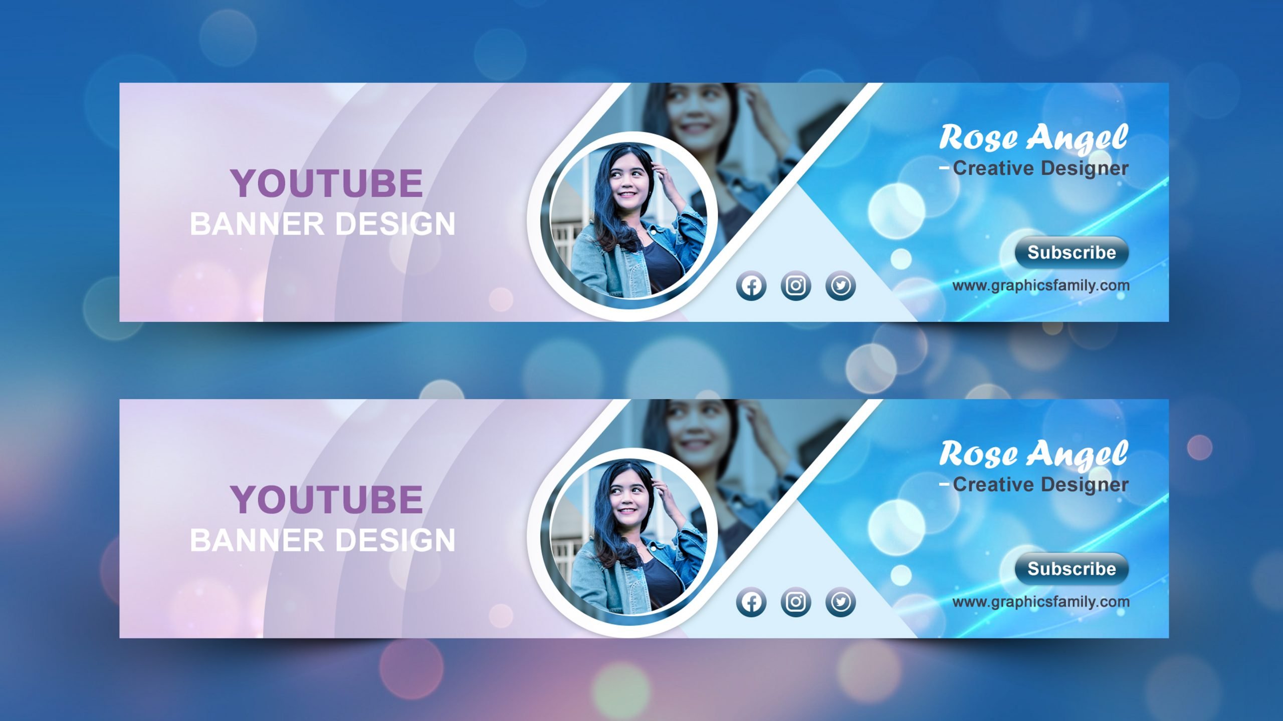 Free Creative YouTube Banner Template – GraphicsFamily With Youtube Banners Template