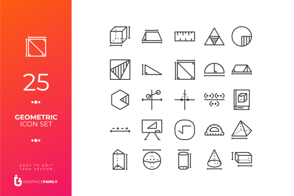 Geometric Line Icons Pack – GraphicsFamily
