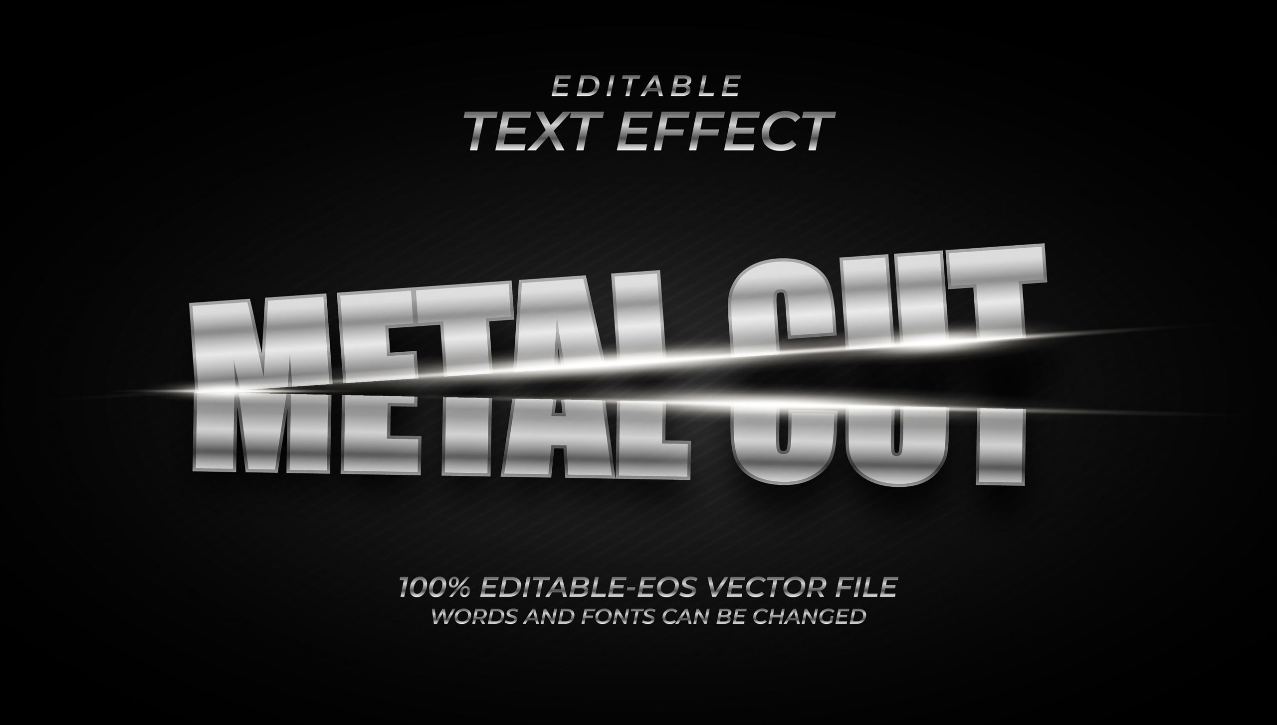 Silver Metal Cut Text Effect
