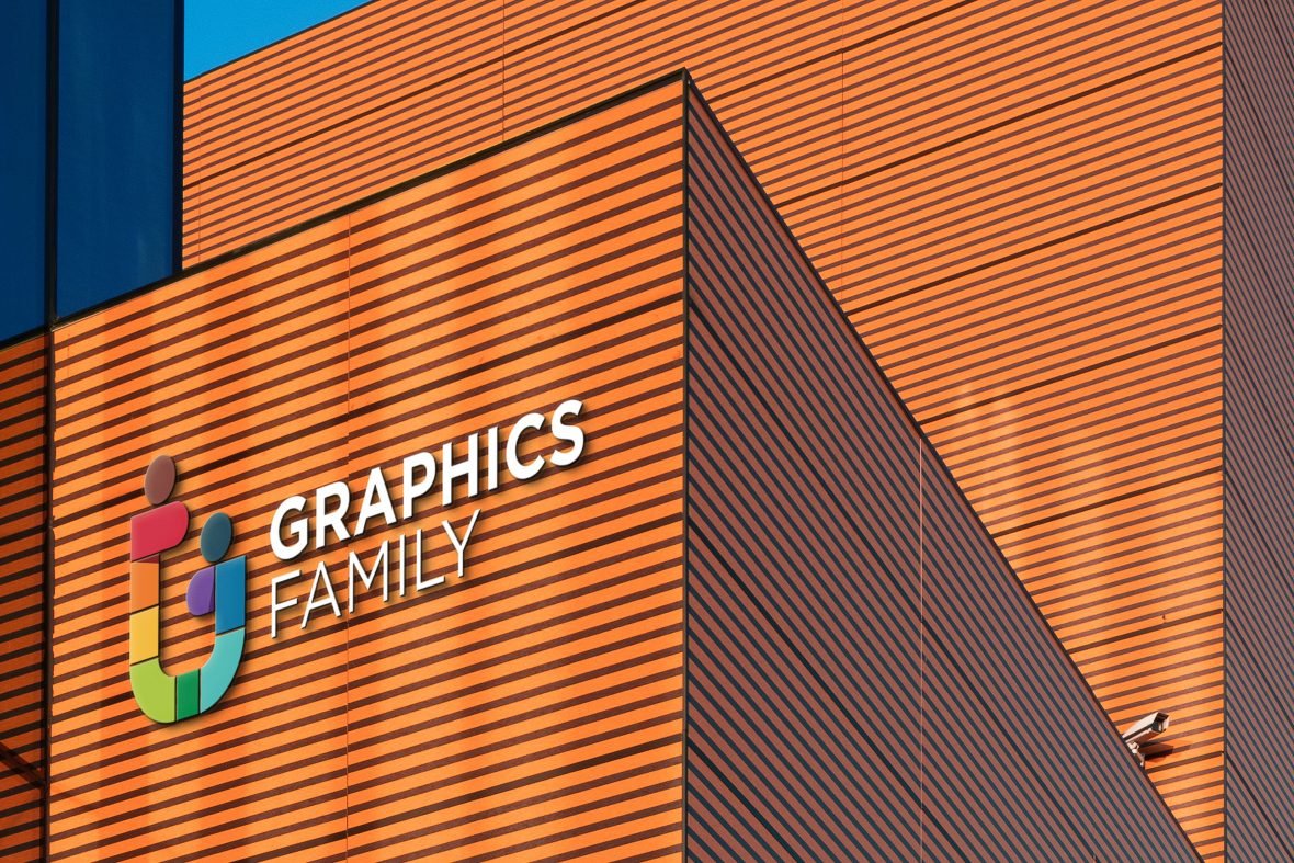 3D Colorful Business Building Logo Mockup