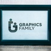 Black embossed Frame logo mockup