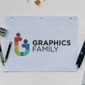 Grid Paper Colored Logo Mockup