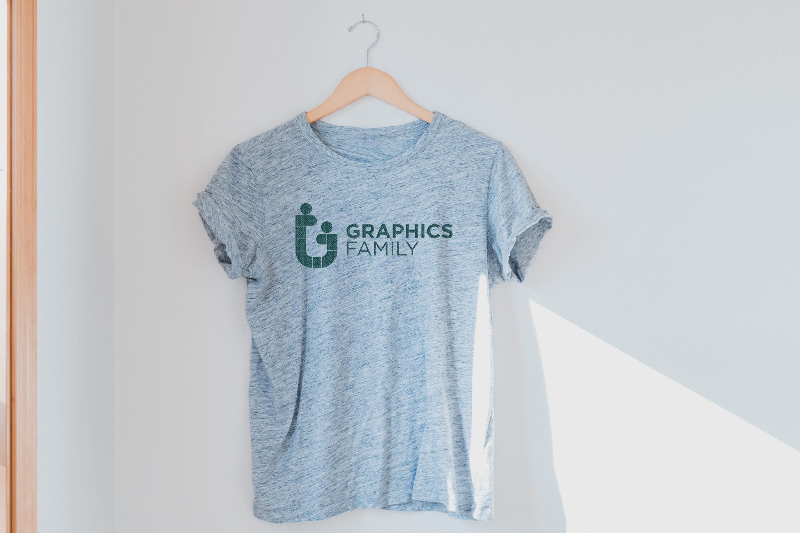 Haze Gray T-Shirt Logo Mockup – GraphicsFamily