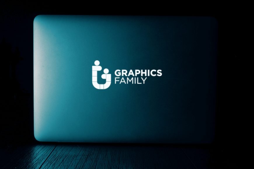 Laptop Glowing Logo Mockup