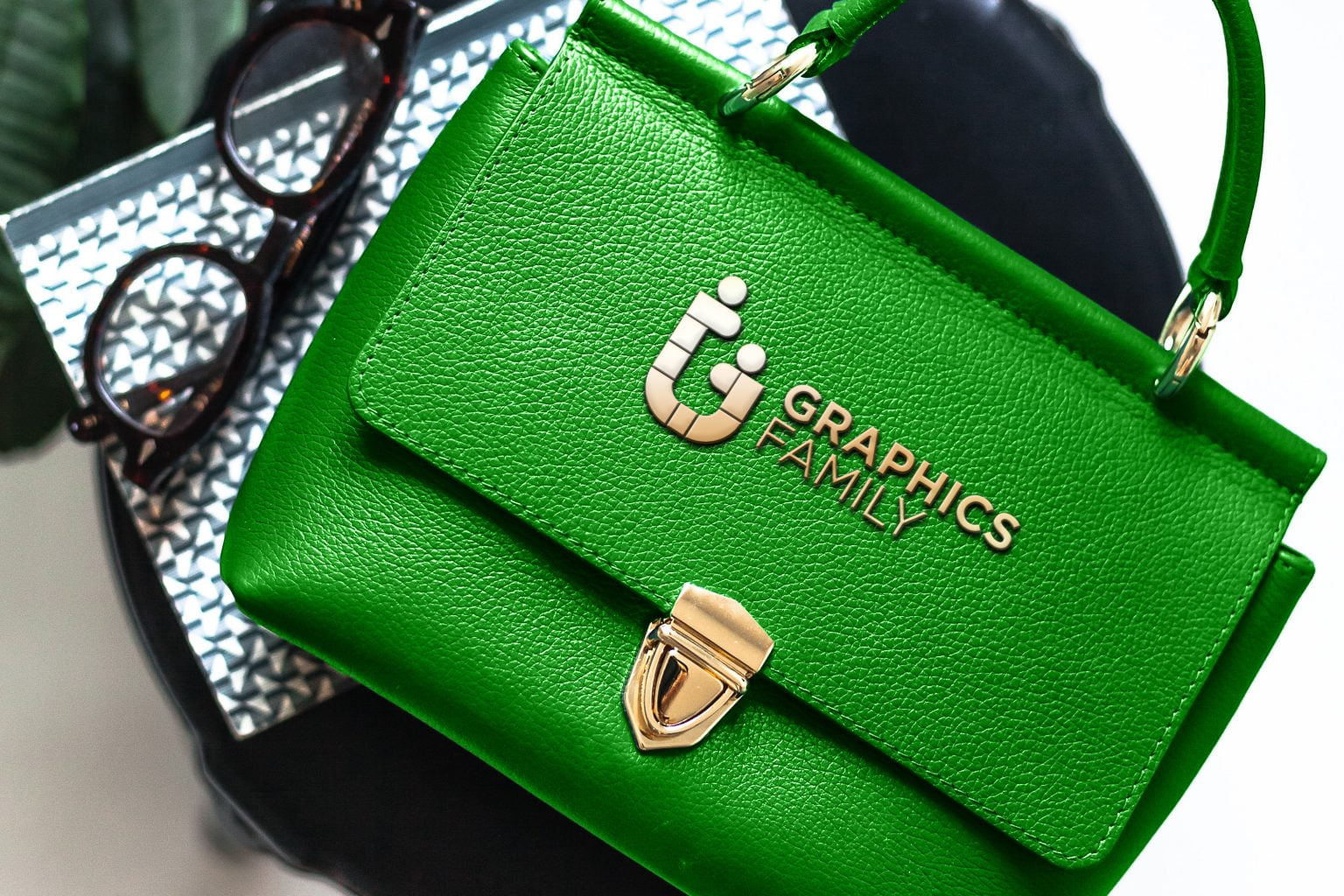 Metallic Purse Logo Mockup GraphicsFamily