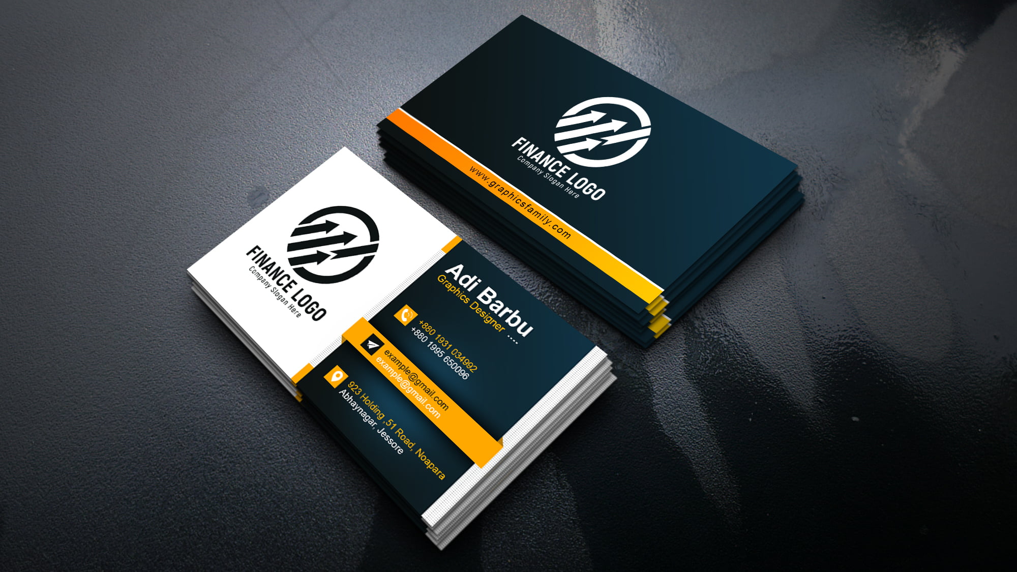 Finance Business Card Design GraphicsFamily