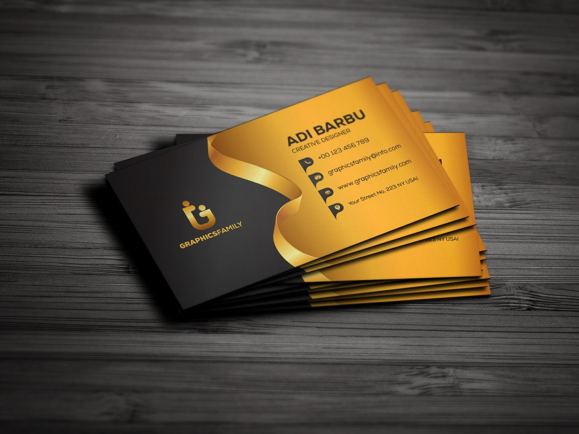 Free Business Card Design - Gold And Black Colors