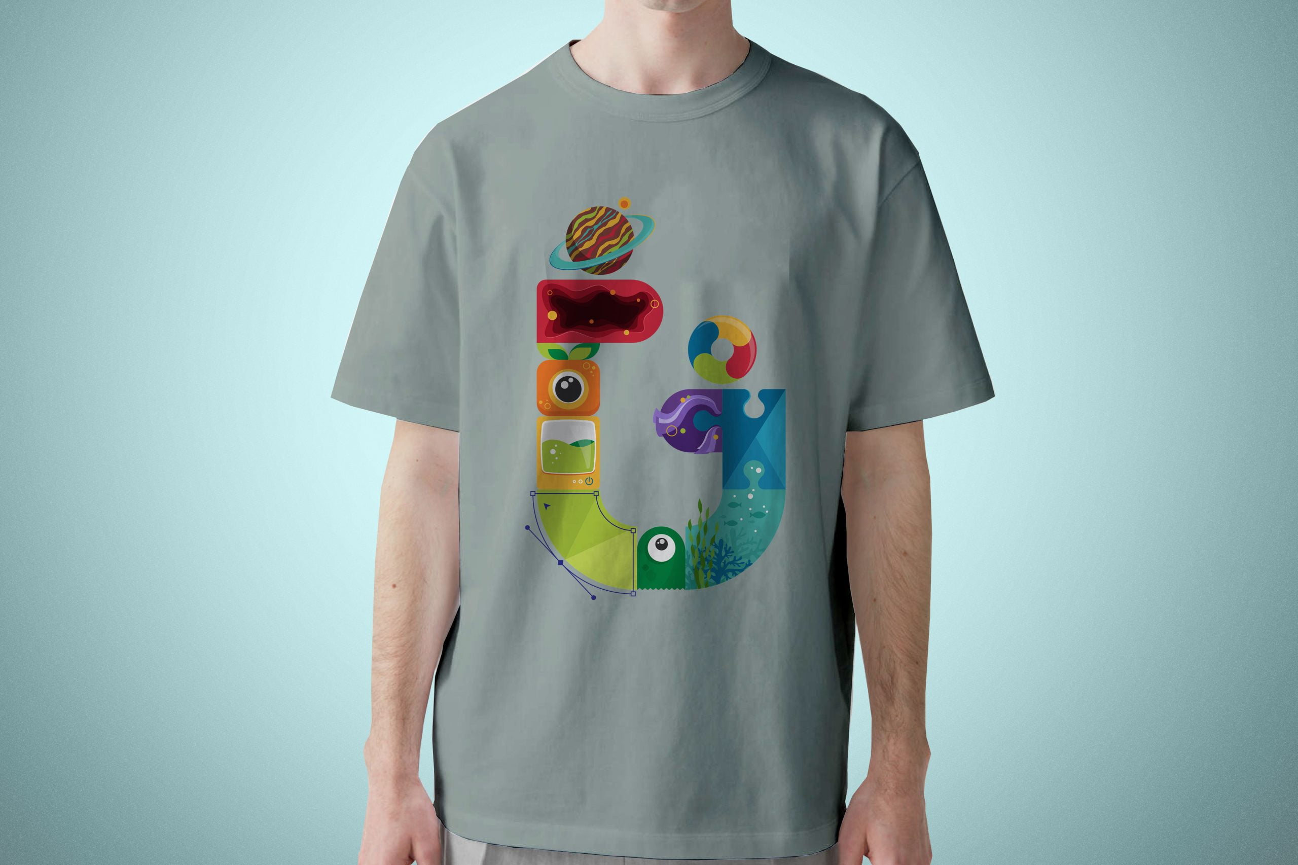 T-Shirt Artwork Mockup with person free