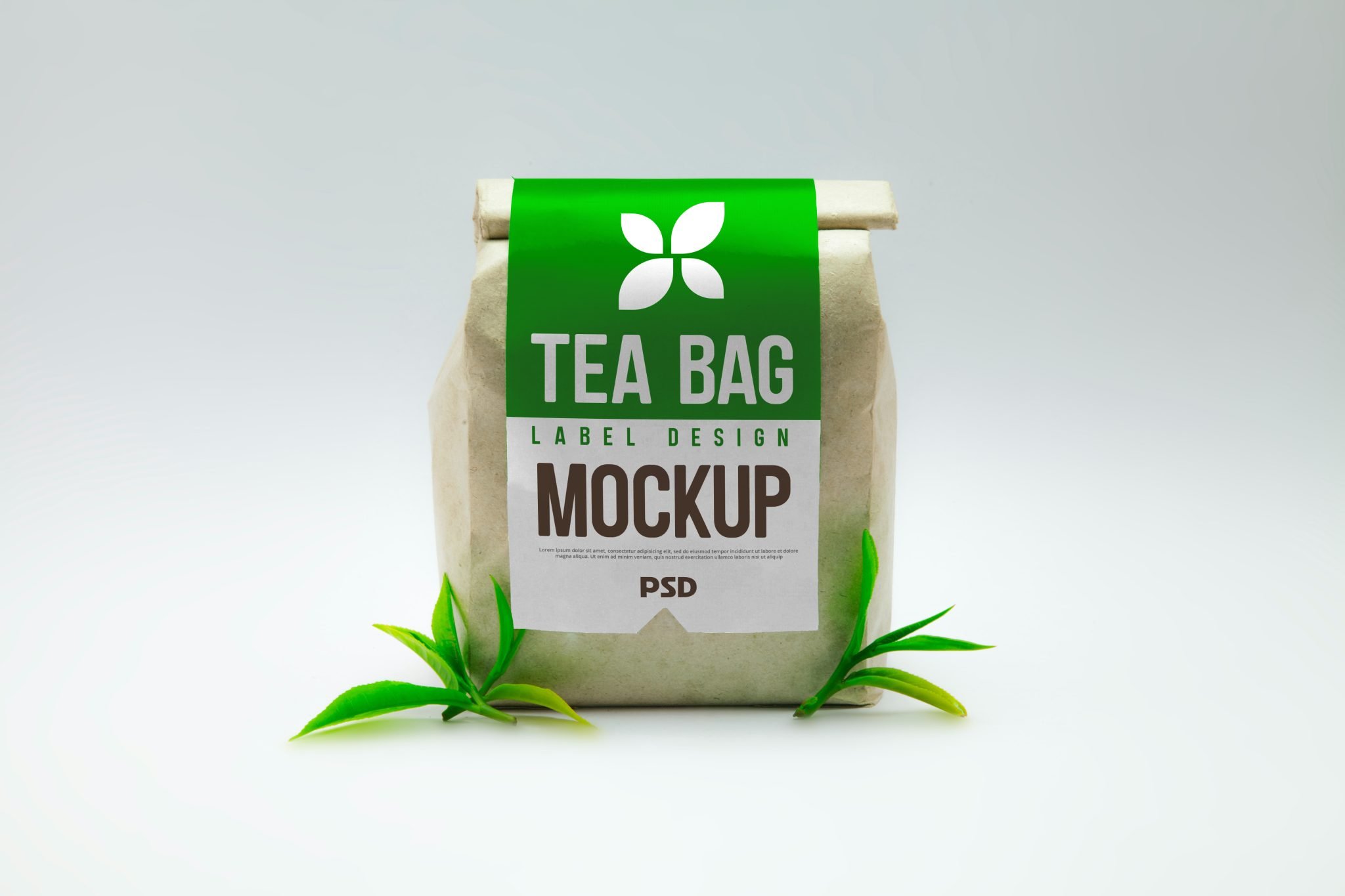 Tea bag Label Design Mockup GraphicsFamily
