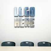 3D Silver Logo Mockup on Office Wall