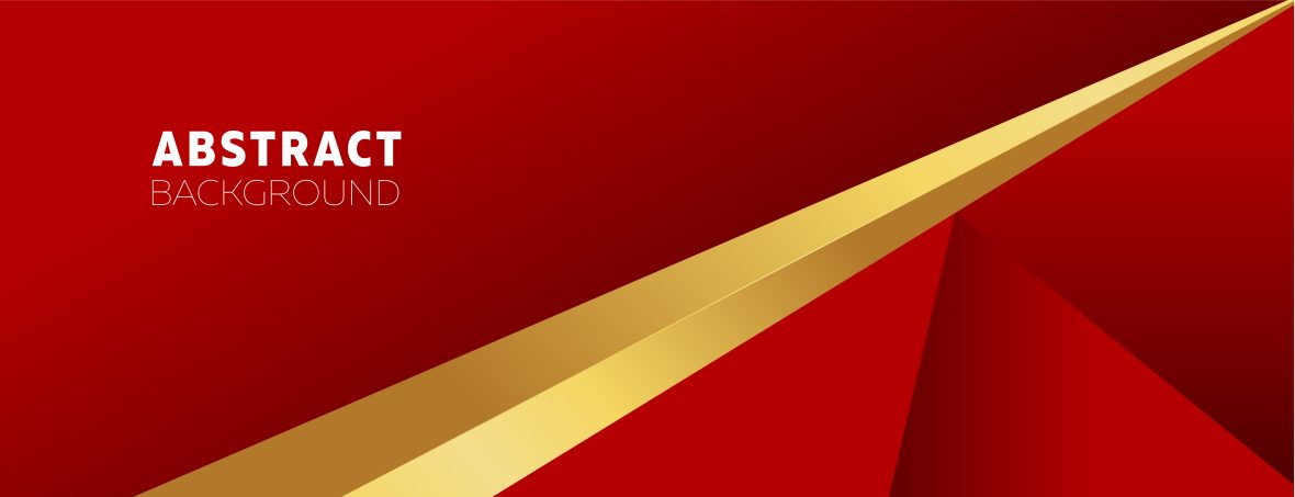 Abstract red background design with modern golden lines