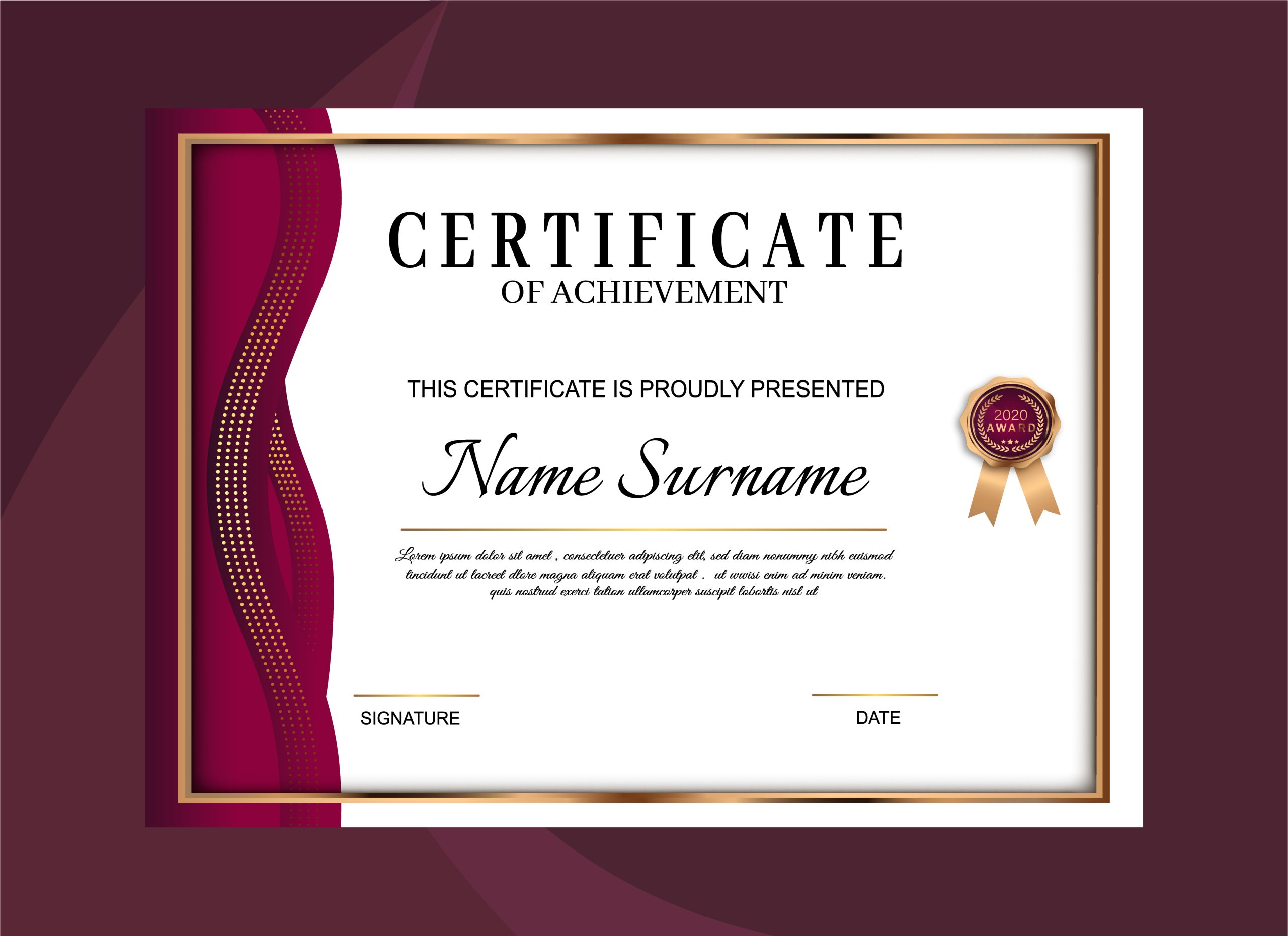 professional award certificate template