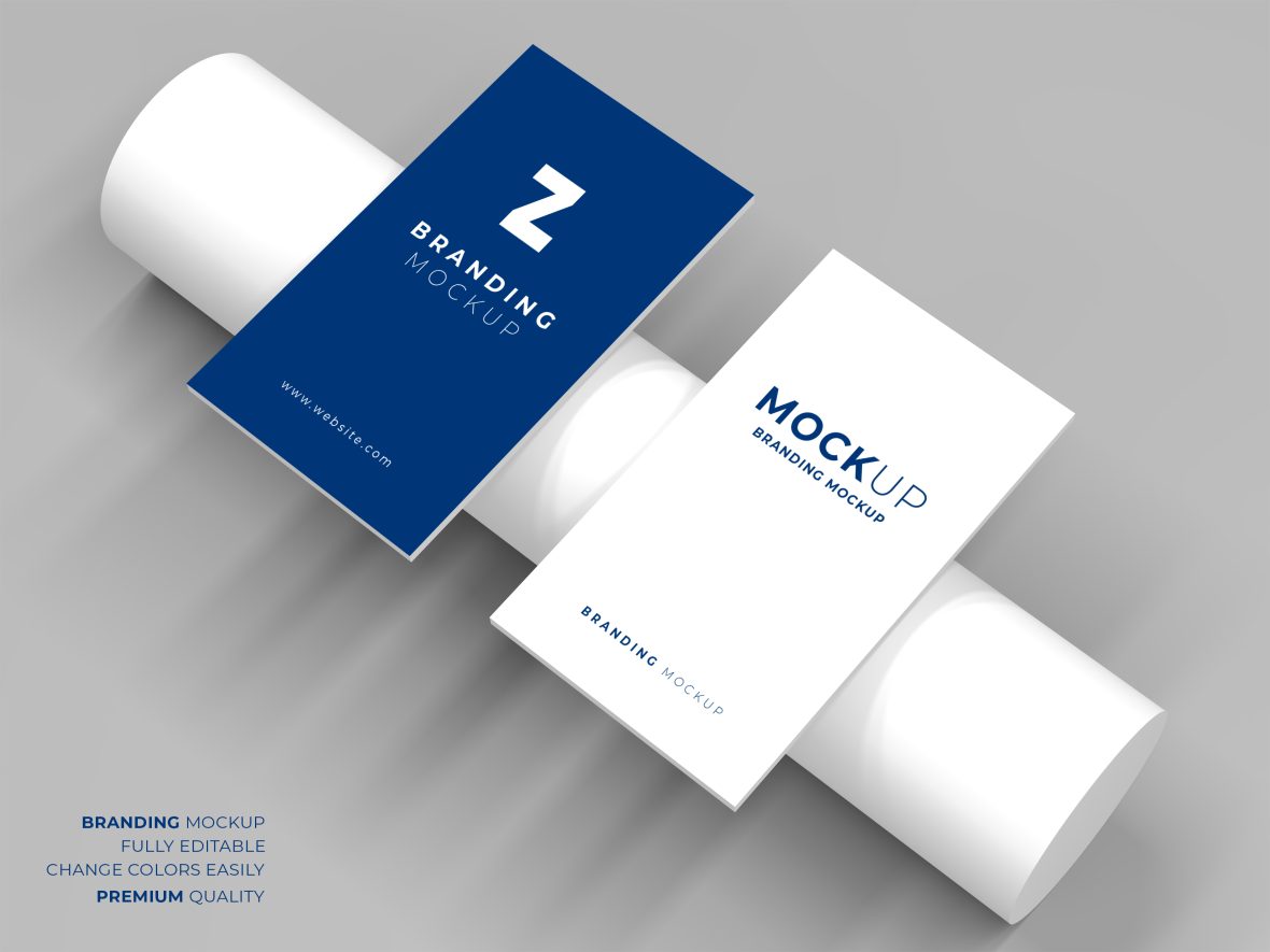 Business Card Mockup on Modern White Bar