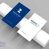 Business Card Mockup on Modern White Bar