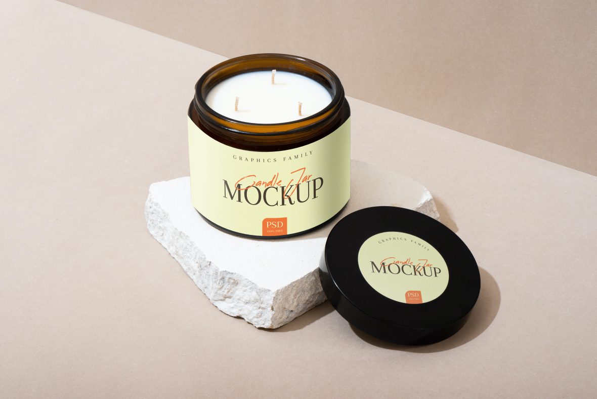 Candles Jar Label Design Mockup download