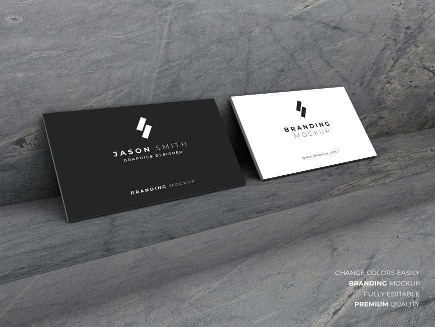Concrete Wall Business Card Mockup