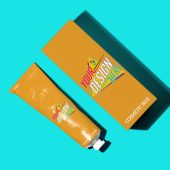 Cosmetic Tube With Box Design Mockup