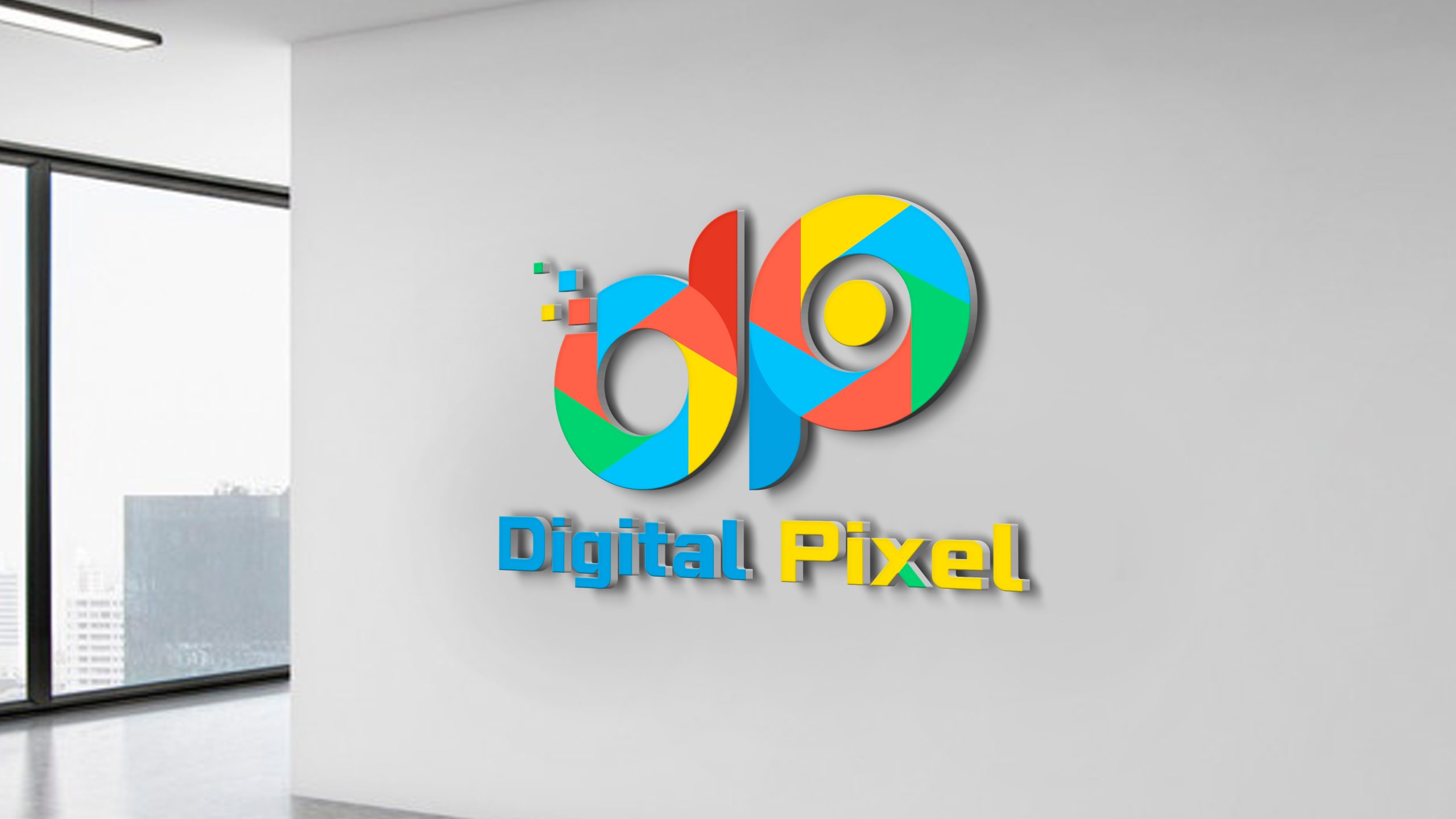 Free Download Digital Pixel DP Letters Logo Design Template