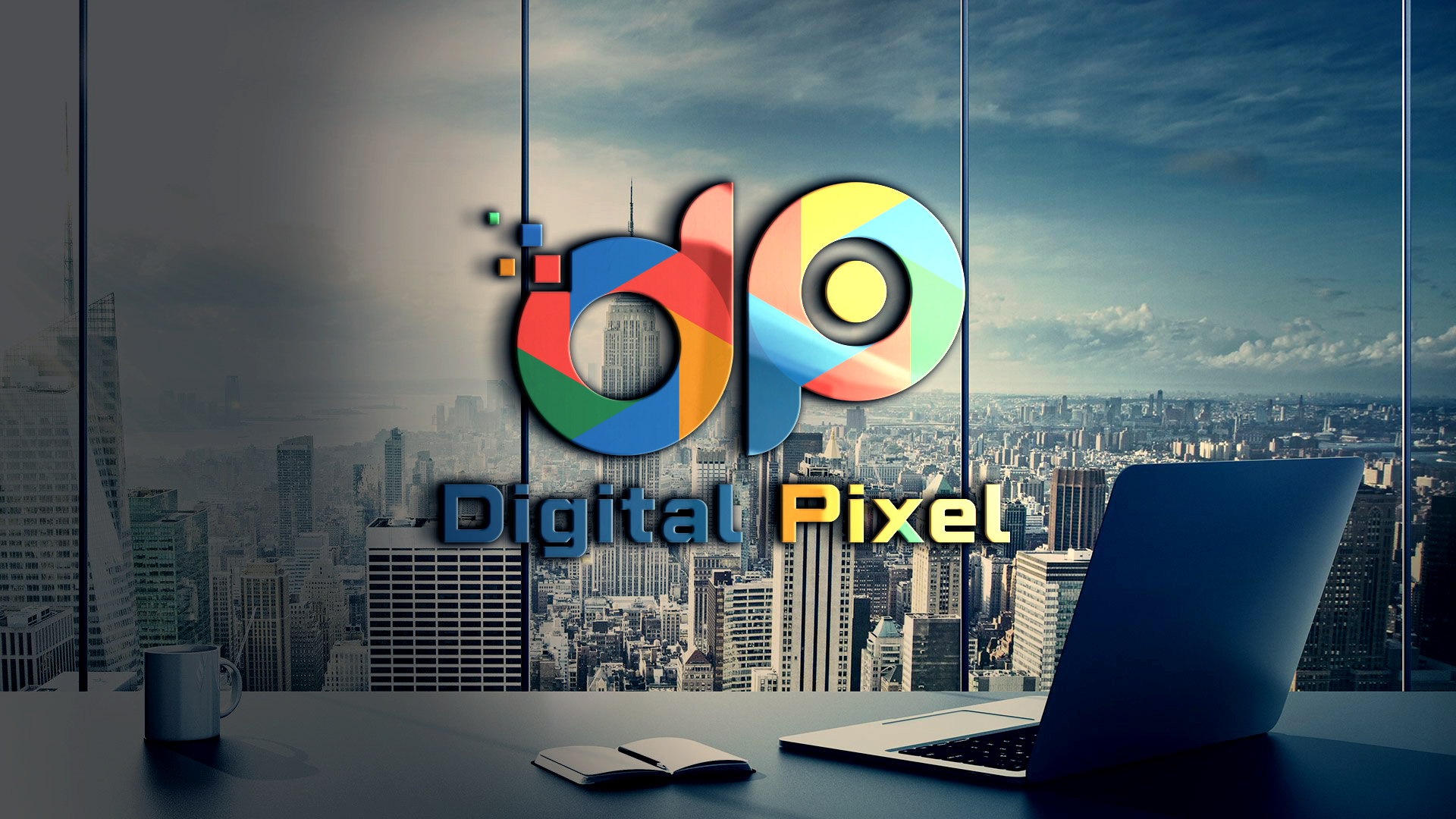 Free Download Digital Pixel DP Letters Logo Design Template