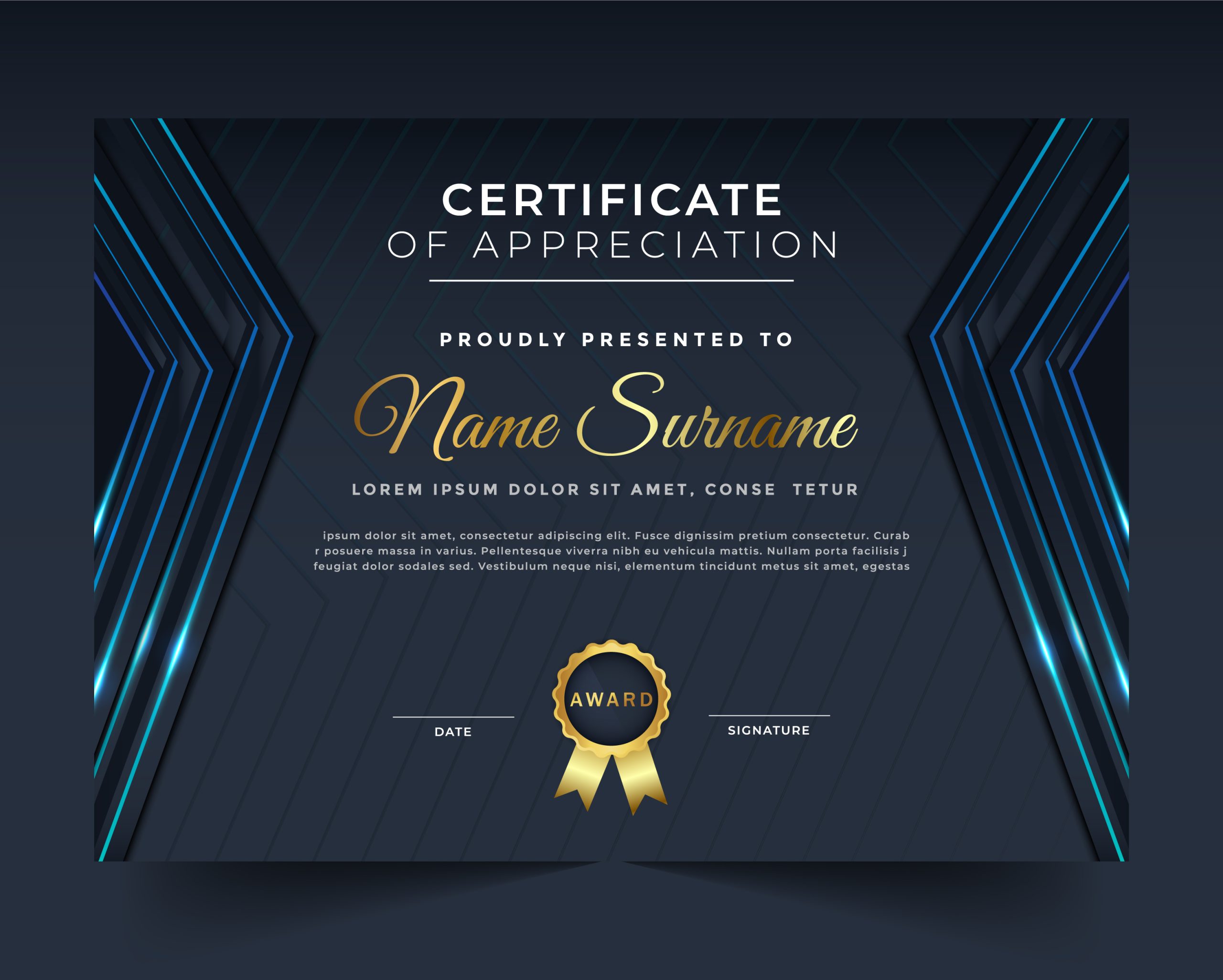 Downloadable Editable Appreciation Template Certificate