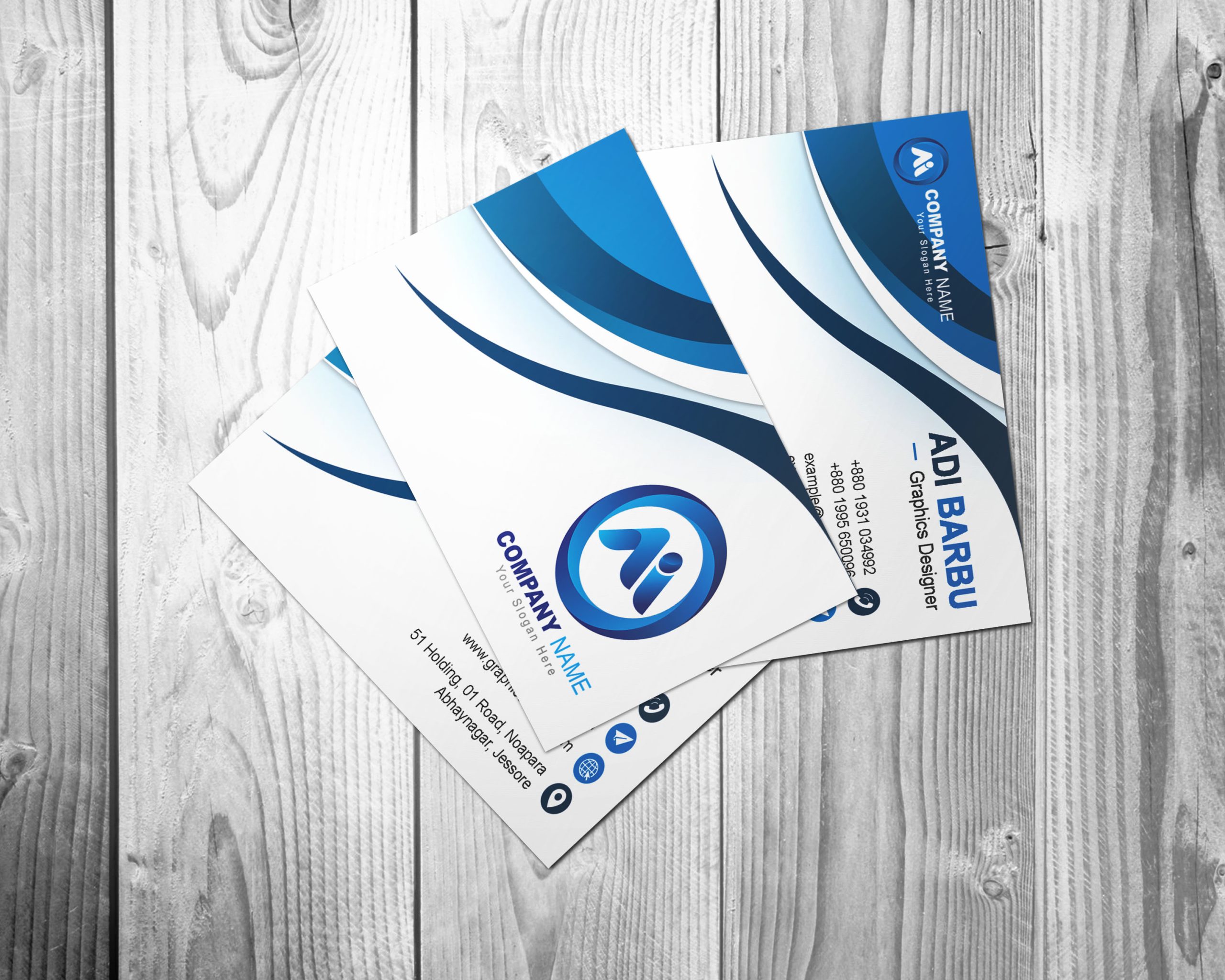 Free Download White and Blue Simple Business Card Design