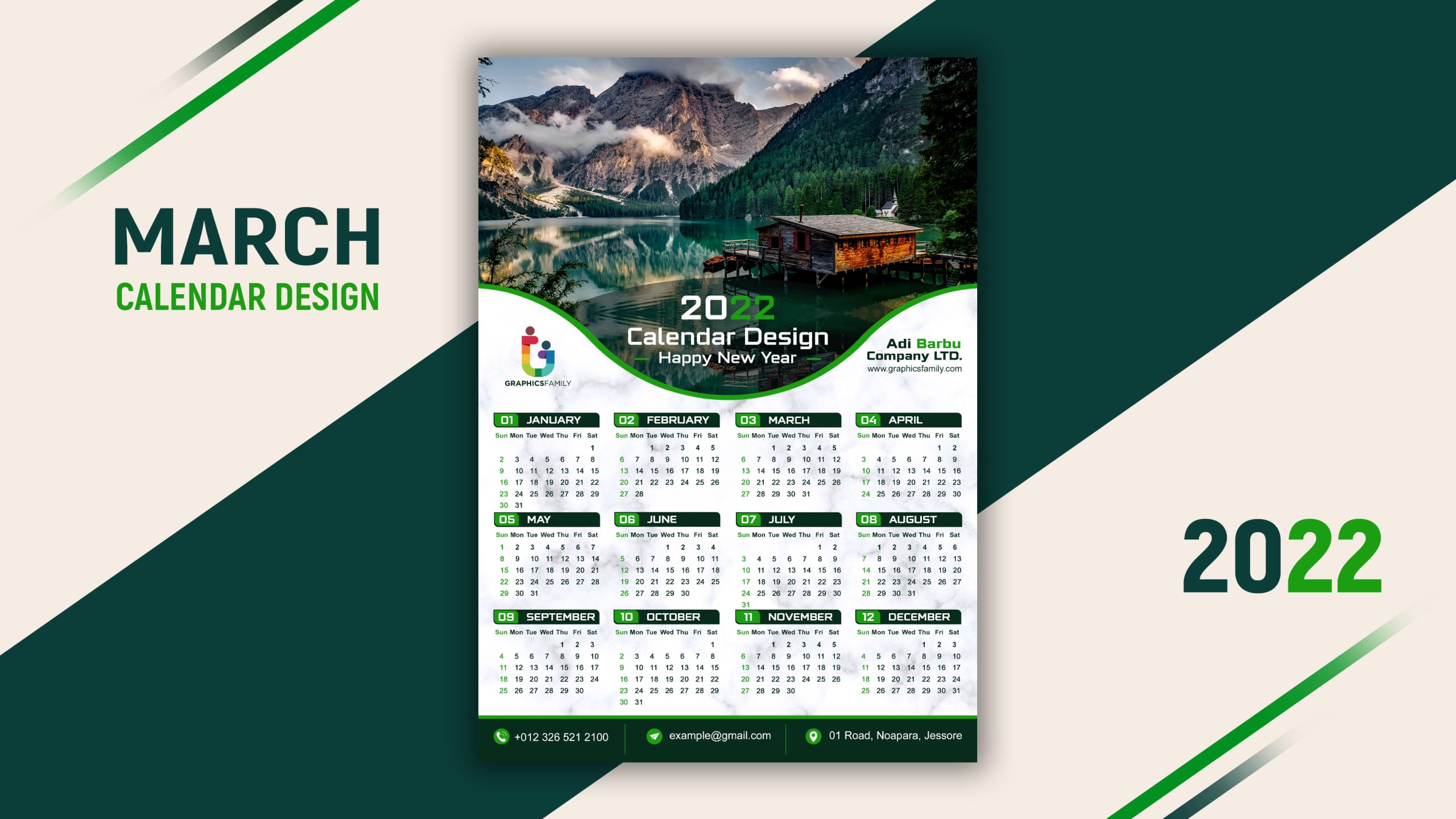 Free Modern Calendar Design Template