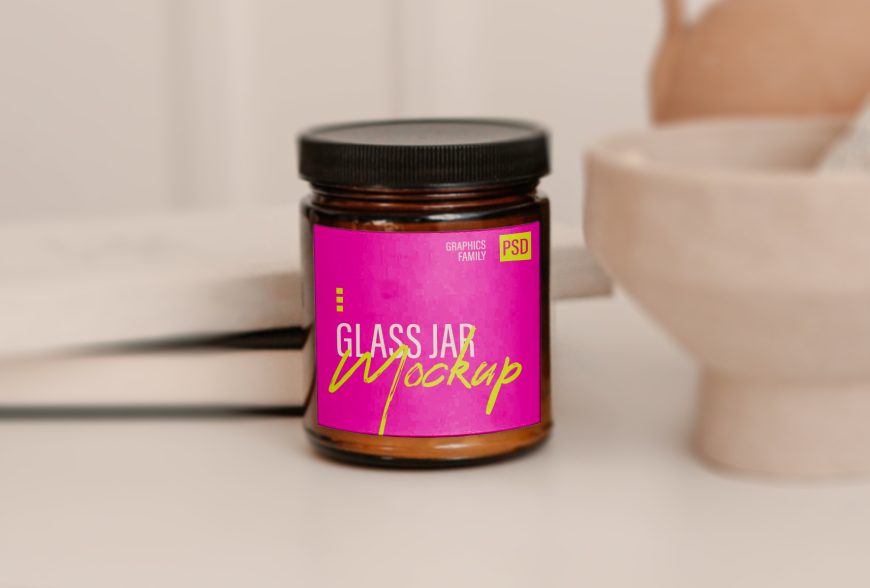 Glass Jar Design Mockup CROPPED FOCUSED