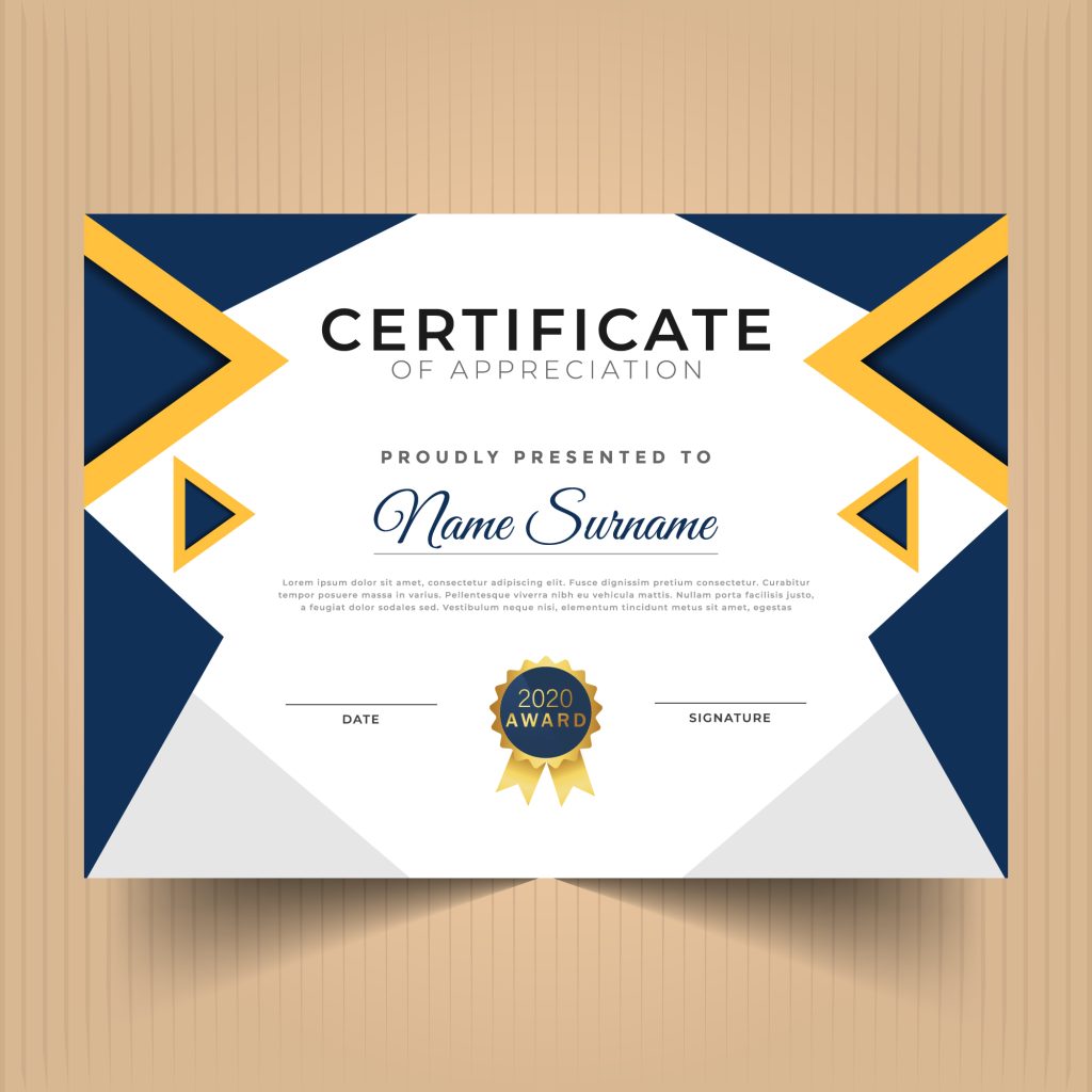 modern certificate design psd