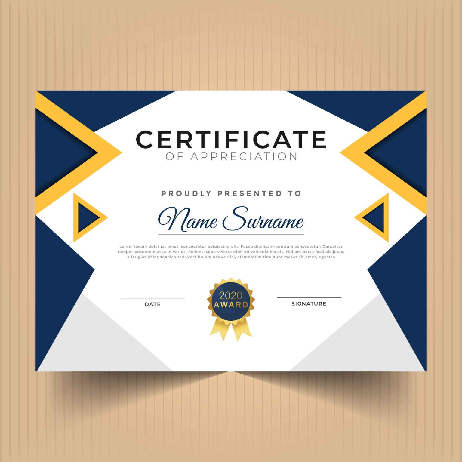 Modern Award Certificate Template – GraphicsFamily