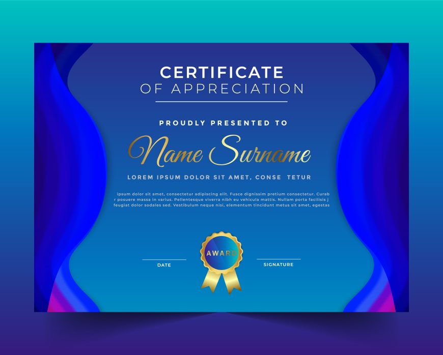 Modern Blue Certificate of Achievement