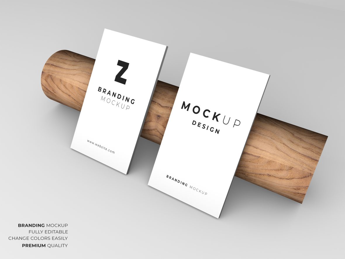 Modern Wooden Business Card Mockup