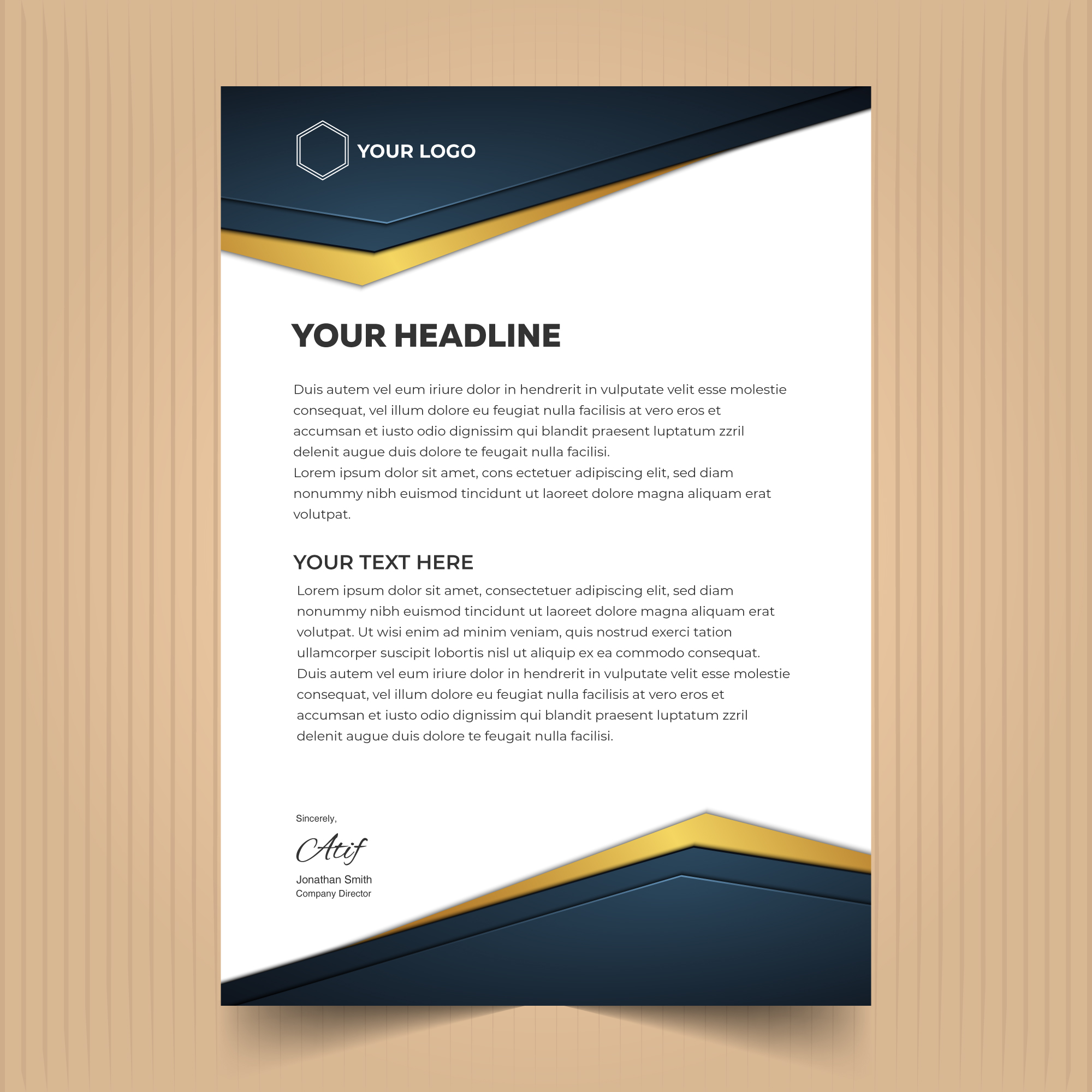 Letterhead design template, modern business letterhead design